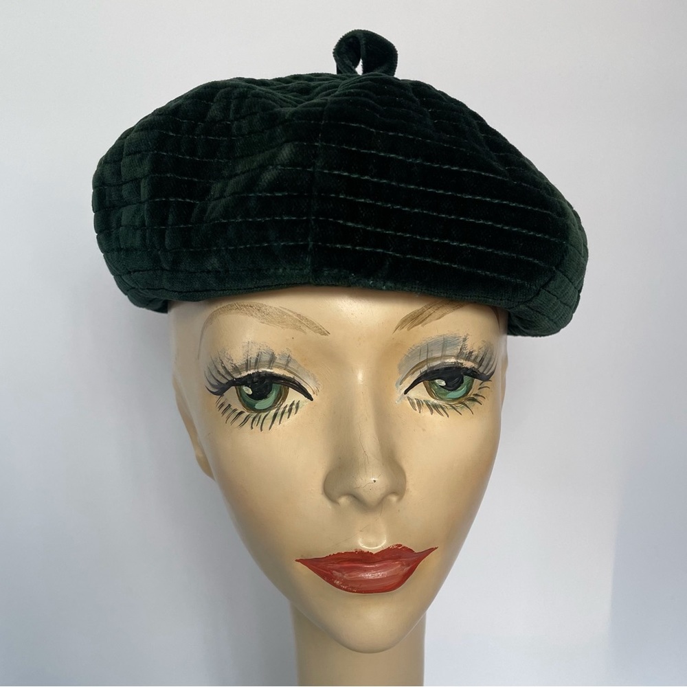 Vintage Green Velvet Beret Made in Italy